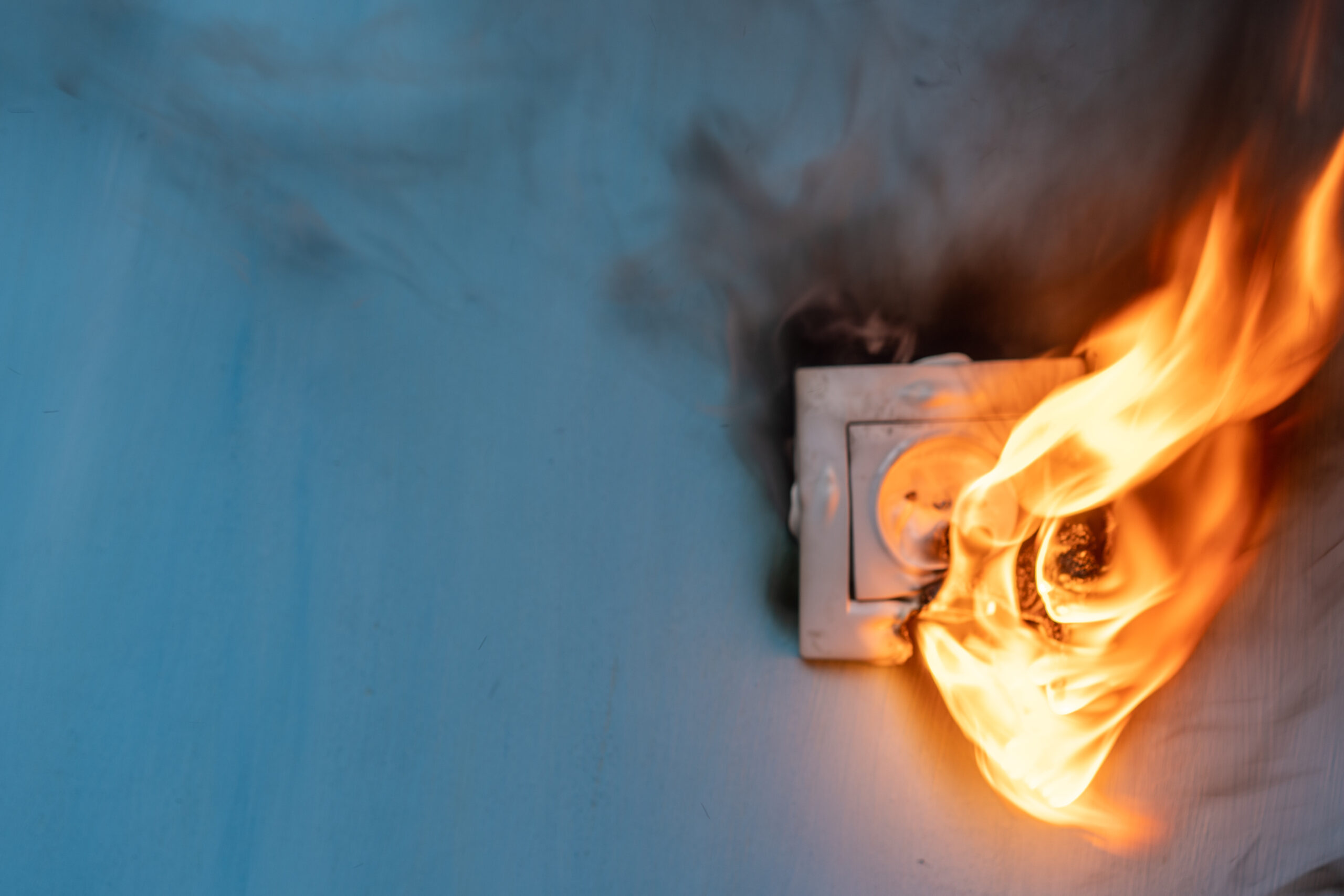 Apartment fire is caused by electrical outlet faults.